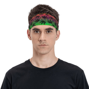 Cannabis Leaf Plant Ανδρικό Sweatband Headband Basketball Running Sport Ζάντα μαλλιών Grunge Ethnic Hemp Leaves Headwrap Sports Safety