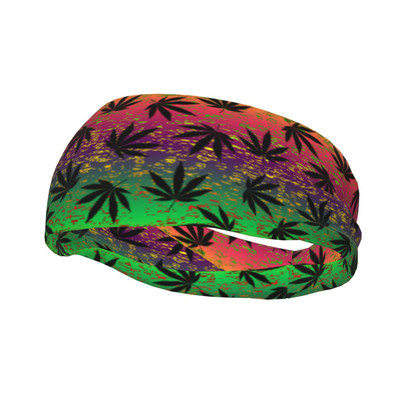 Cannabis Leaf Plant Férfi verejtékpánt Fejpánt Kosárlabda Futás Sport Hajgumi Grunge Etnikai Kenderlevelek Fejfedő Sportbiztonság