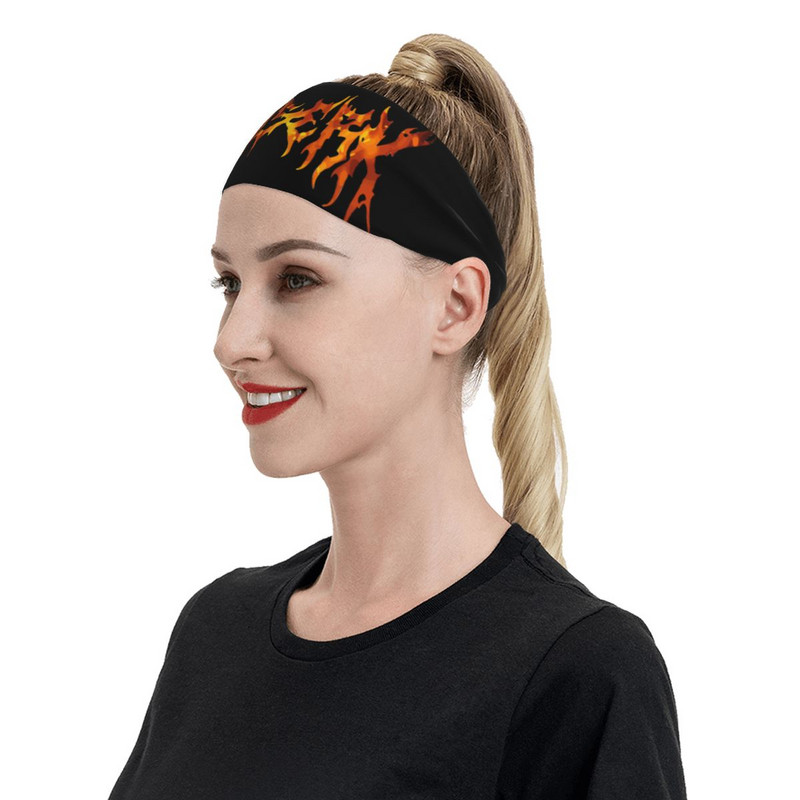 „Berserk“ tamsios galvos juostos prakaito tvarsliava Japonijos anime negabaritinių plaukų juosta Jogos bėgimo juostelė, sportinė sauga moterims