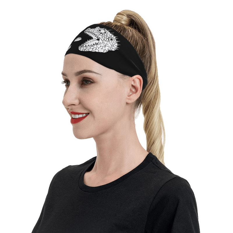 Kaiman Eating Gyozas Dorohedoro Prakaito juosta Atletiškos prakaito galvos juostos, skirtos Unisex galvos apdangalams Plaukų tvarsčiai Fitness Yoga Prakaito prausimosi juosta