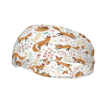 „Fox Pattern“ vyrų prakaito juosta, neslystanti fitneso sportinė plaukų juosta „Animal Cute Creature“ galvos apdangalas