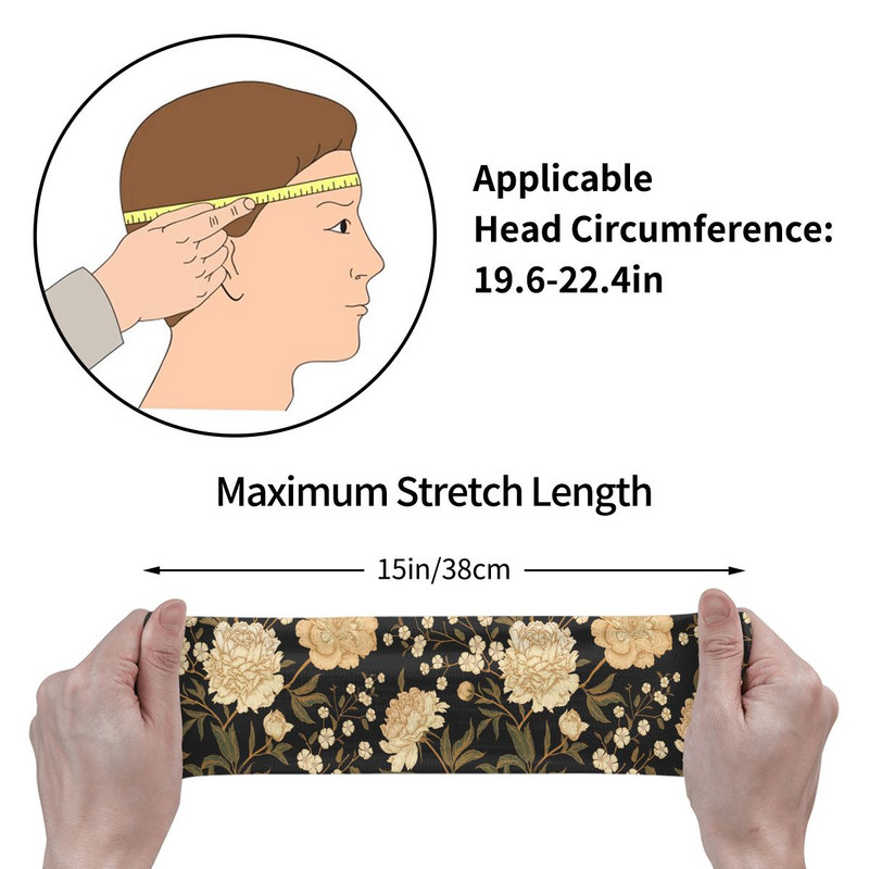 Flower Floral Peony Προπόνηση Sweatband Oriental Style Stretch Sweat Headbands Επίδεσμοι μαλλιών γιόγκα βόλεϊ Αντιολισθητικός ιμάντας