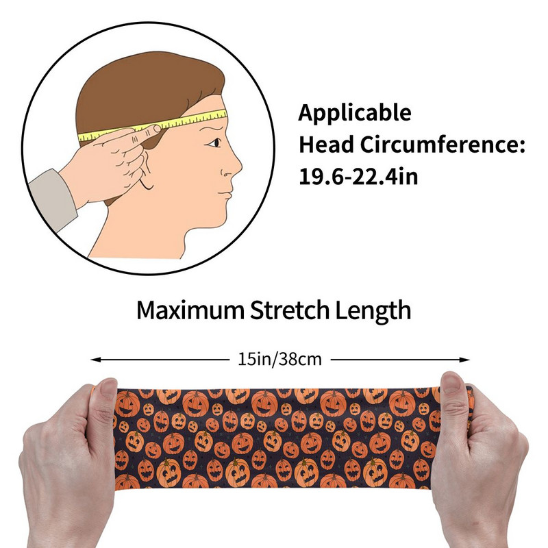 Happy Halloween Sports Headband Headwear Pumpkin Cartoon Hair Band Cycling Yoga Sports Sweatband Sports Safety for Men