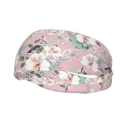 Rožinės gėlės Moterų vyrų prakaito juosta Galvos juostelė Stretch Dviračiu Bėgimo plaukų juosta gėlių tvarstis