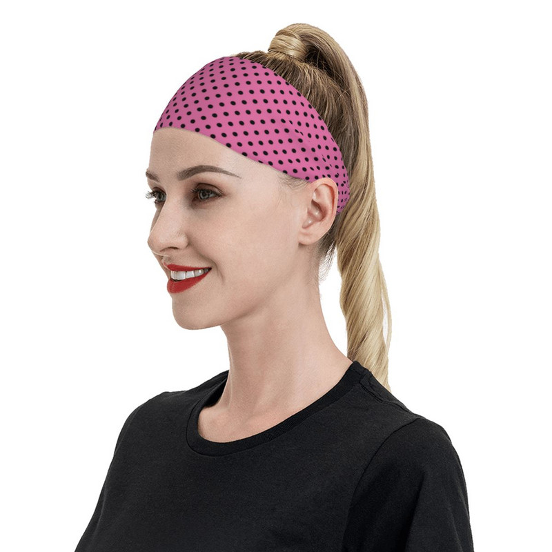 Ροζ πουά λουράκια κεφαλής Stretch Workout Sweat Headband για γυναίκες Άντρες Χαριτωμένοι επίδεσμοι μαλλιών Tennis Gym Fitness Hair Sweat Band