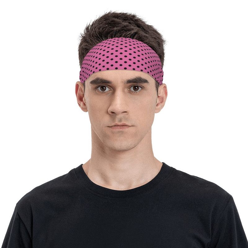 Ροζ πουά λουράκια κεφαλής Stretch Workout Sweat Headband για γυναίκες Άντρες Χαριτωμένοι επίδεσμοι μαλλιών Tennis Gym Fitness Hair Sweat Band