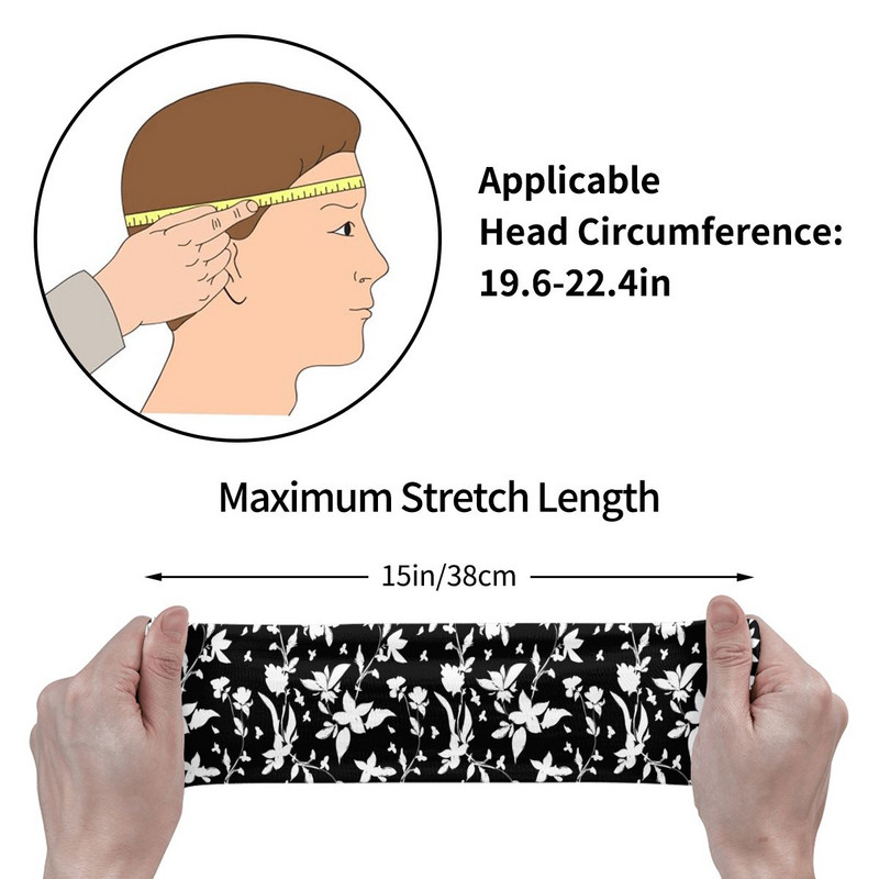 Retro gėlių vyrų prakaito juosta, prakaituota galvos juosta Elastinė lauko sportinė plaukų juosta Gėlėta galvos apdangalas Sporto sauga