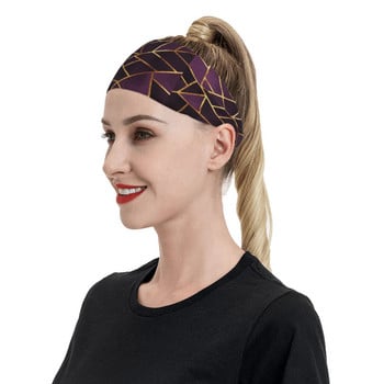 Αθλητικά καλύμματα κεφαλής Plum Gold Stone Retro Nodic Geometric Hair Band Jog Running Sweatband Sports Safety για γυναίκες Άνδρες