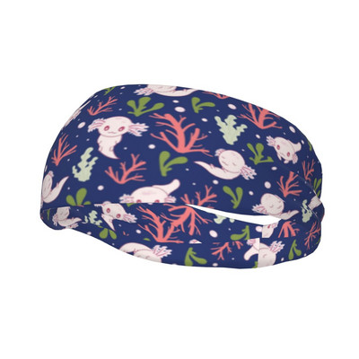 Miela Axolotl moteriška prakaito juosta Sportinė galvos juosta, elastinga teniso sporto salės plaukų juostelės žuvų vandens gyvūnų galvos apdangalas