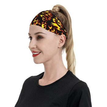 Fire Men Sweatband Headband Elastic Cycling Yoga Sport Κορδέλα μαλλιών Flames Head Sweat Αθλητική ασφάλεια