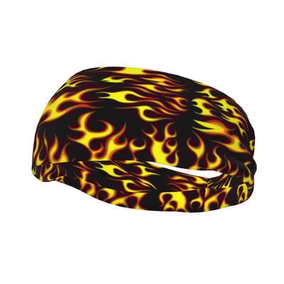 Fire Men Sweatband Headband Elastic Cycling Yoga Sport Κορδέλα μαλλιών Flames Head Sweat Αθλητική ασφάλεια