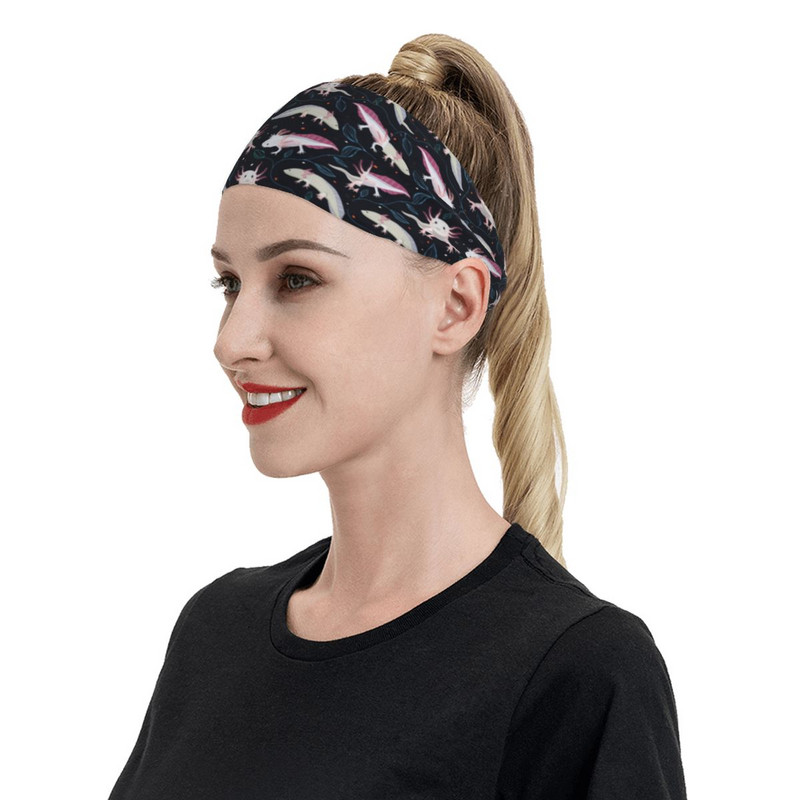 Cute Axolotl Workout Sweatband Salamander Ζώο Elastic Sweat Headband Gym Fitness Yoga Hair Επίδεσμος Headwrap Hair Turban