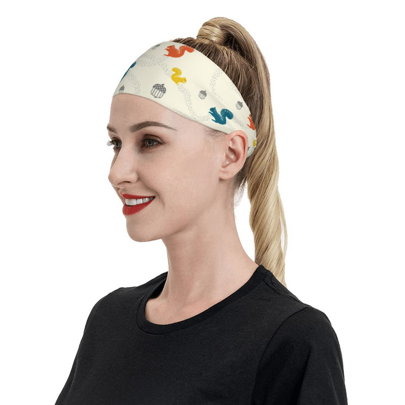Spalvinga Joyful Funny Squirrel Galvos juosta plaukų juosta Sporto juosta Bėgimas Tenisas Joga Sporto salė Prakaito juosta Sportinė sauga vyrams