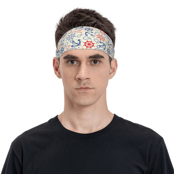 Κορδέλες αγκύρωσης Stretch Safety Sweat Headbands για γυναίκες Άντρες Marine Knots Head Sweat Bandage Jogging Yoga Hair Sweat Sweat Band