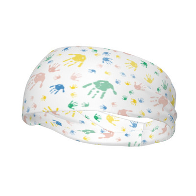 Αστεία εκτύπωση χεριών κινουμένων σχεδίων Γυναικεία ανδρική μπάντα κεφαλής Ελαστική γυμναστική Αθλητική γιόγκα Κορδέλα μαλλιών ιδρώτα επίδεσμος