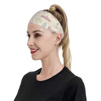 Eiffel Tower Envelope Sweatband Ελαστικό αθλητικό ιδρώτα Headbands for Unisex Αντιολισθητικό επίδεσμο μαλλιών Gym Fitness Yoga Hair Turban