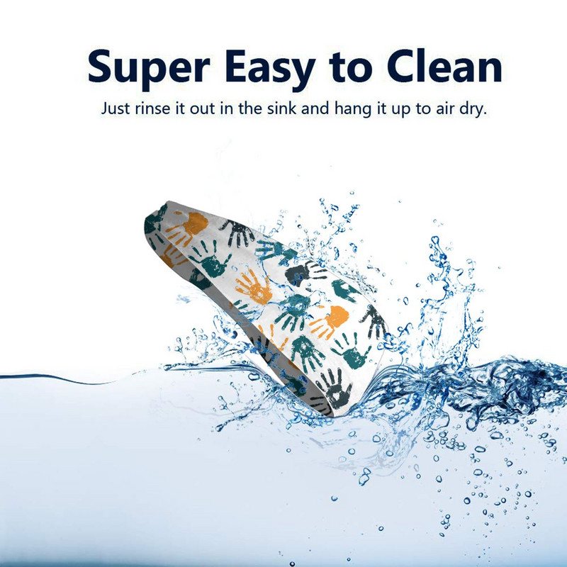 Ζωηρόχρωμη στάμπα χεριών Headband Sweat Bands Cartoon Hair Band Cycling Yoga Sports Sweatband Sports Safety for Women Men