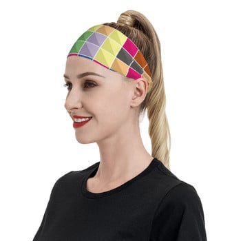 Abstract Squares Sweatband Stretch Running Sweat Headbands for Unisex Αντιολισθητικά πολύχρωμοι επίδεσμοι μαλλιών Γυμναστική ζώνη ιδρώτα μαλλιών