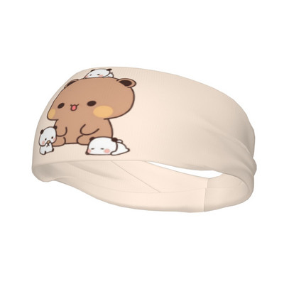 Banda de transpirație pentru urs panda și urs brownie, bandă elastică pentru transpirație pentru sport, pentru femei, bărbați, bandaje pentru păr de pisică, benzi pentru transpirație pentru păr
