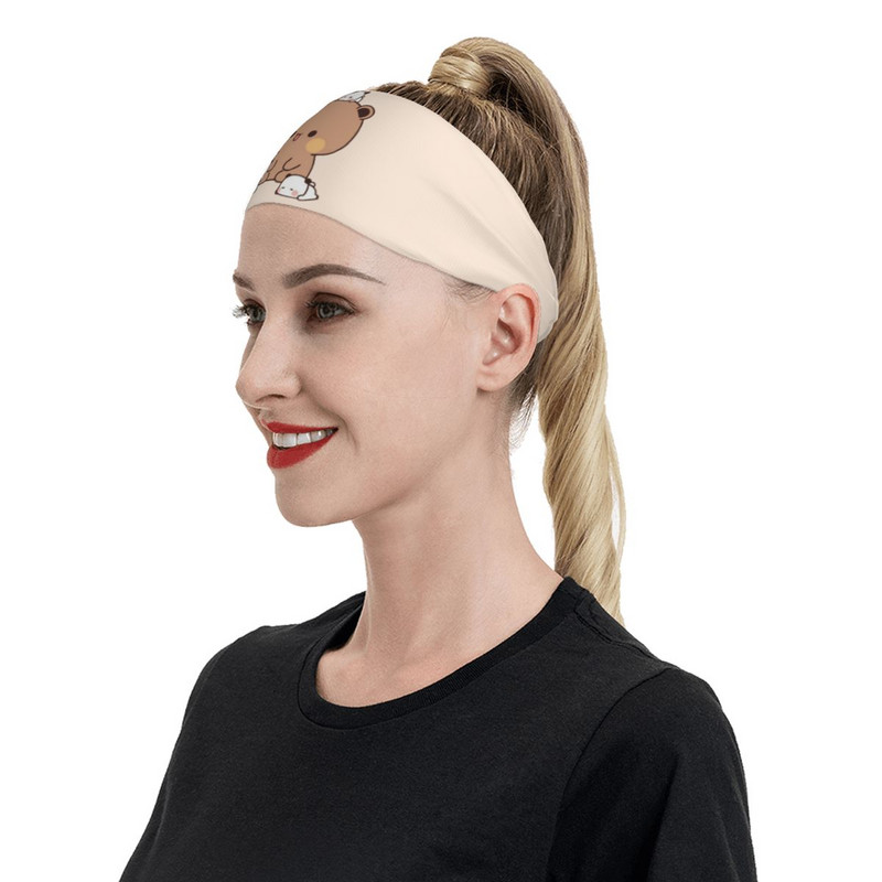 Panda And Brownie Bear Sweatband Elastic Sport Safety Sweat Headband για γυναίκες Άντρες Επίδεσμοι μαλλιών Mochi Cat Ζώνες ιδρώτα μαλλιών
