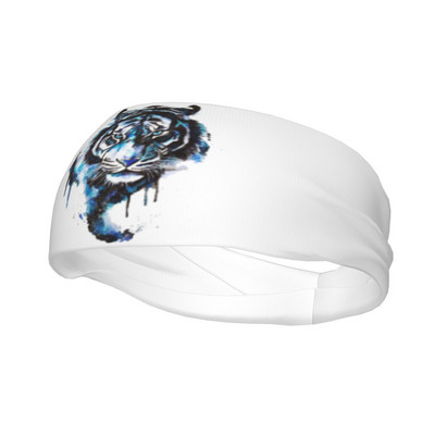 Abstract Tiger Painting Akvarelinė prakaito juosta, plati dviračių sportinė galvos juosta moterims, vyrų galvos apdangalai, plaukų tvarsčiai, plaukų turbanai