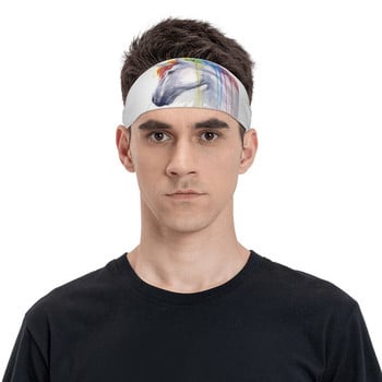 Rainbow Unicorn Watercolor Sport Safety Sweatbands за Unisex Еластични потни ленти за глава Фитнес зала Превръзка за пот на главата Коса Потни ленти