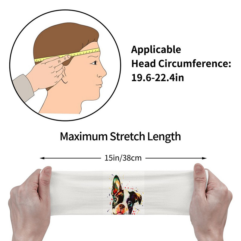 Bostono terjeras akvarelė gyvūnų prakaito galvos apdangalas plaukų juosta Joga krepšinio bėgimo sportinė prakaito juosta Sportinė sauga vyrams