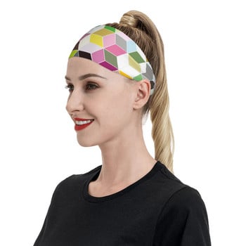 Rainbow Hexagonal Sweatbands Stretch Workout Sweat Headbands fNon Slip Πολύχρωμοι αφηρημένοι επίδεσμοι ιδρώτα για το κεφάλι Γιόγκα Hairband