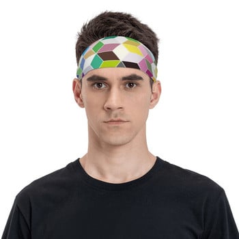 Rainbow Hexagonal Sweatbands Stretch Workout Sweat Headbands fNon Slip Πολύχρωμοι αφηρημένοι επίδεσμοι ιδρώτα για το κεφάλι Γιόγκα Hairband