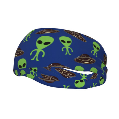 Alien és UFO kültéri sport izzasztószalagok nőknek Férfi széles izzadságból készült fejpántok Edzőterem Fitness Fej izzadságkötés Csúszásgátló hajpánt