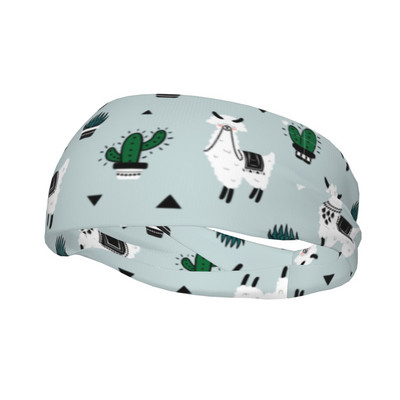 Drăguț alb desen animat alpaca bărbați bandă transpirație bandă elastică elastică antrenament tenis fitness benzi de păr bandaj