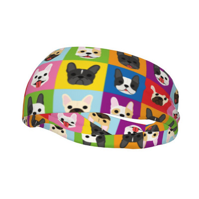 Bulldog francez Câine Femei Bărbați Bandă pentru transpirație Bandă elastică Elastică Bicicletă Alergare Banda de păr Animal Articole pentru acoperirea capului Siguranță sportivă