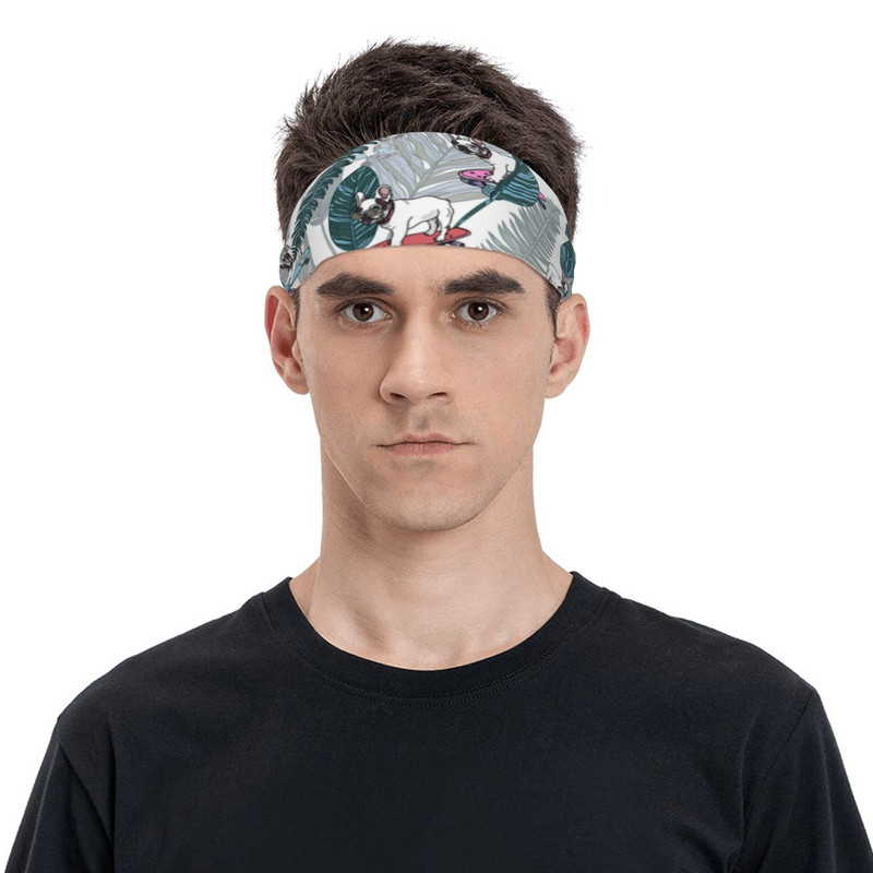 Benzine pentru transpirație pentru câini buldog francez Benzi pentru transpirație pentru antrenament pentru antrenament Crăciun pentru cap Bandaj pentru păr de animale Gym Fitness Yoga Banda de transpirație pentru păr