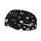 Heart Doodles Prakaito juosta Stretch Trenir Prakaito galvos juostos, skirtos Unisex galvos apdangalams Plaukų tvarsčiai Gym Fitneso Joga Plaukų Prakaito juostos