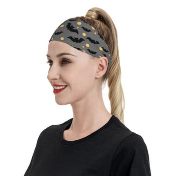 Μαύρες νυχτερίδες Yellow Moons Sweatbands Φαρδιά αθλητική ιδρώτα κεφαλόδεσμος για Unisex Headwear Head Sweat Bandage Jogging Yoga Hair Sweat Sweat Band