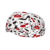 Raudoni lūpų dažai ir aukštakulniai moteriški prakaito juosta Sportinė galvos juosta neslystanti jogos bėgimo plaukų juosta.