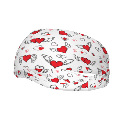 Ден на Свети Валентин Love Pattern Лента за глава Ленти за пот за коса Фитнес Спорт Йога Лента за пот Спортна безопасност за мъже