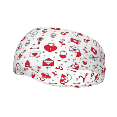 Love Pattern Bicicletă Ciclism Benzile de transpirație pentru unisex Bandă de transpirație lată Tenis Sală de fitness Bandaj de transpirație pentru cap Anti-alunecare Turban de păr