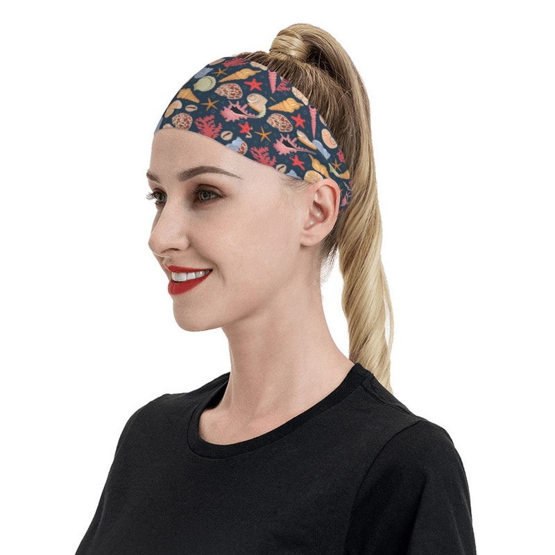 Πολύχρωμα θαλασσινά κοχύλια Coral Outdoor Sports Sweatbands Sweat Headbands Gym Fitness Yoga Head Sweat Bandages Headwear Sweat Wash Bands