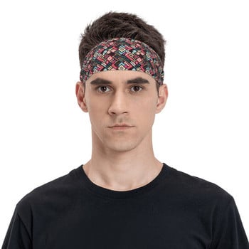 Ikat Geometric Folklore Sweatband Stretch Outdoor Sport Sweat Headband Headwear Αζτέκων Style Head Sweat Bandages Sweat Wash Bands