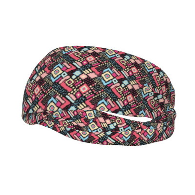 Ikat Geometric Folklore Sviedru lente Stretch Outdoor Sports Sviedru galvassegas Galvassegas Acteku stila galvas sviedru pārsēji Sviedru mazgāšanas lentes