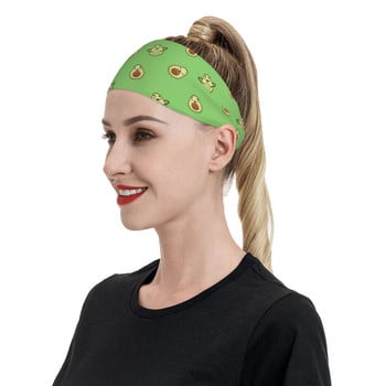 Πράσινο αβοκάντο καρτούν Ζώνες κεφαλής Stretch Sweat Headband for Unisex Headwear Hair Bandage Tennis Gym Fitness Hair Sweat Bands