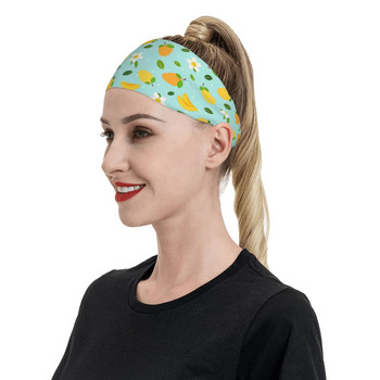 Mango Flower Sweat Headband Μαντίλι κεφαλιού Χαριτωμένο σχέδιο φρούτων Κορδέλα μαλλιών Jog Basketball Running Sweatband Αθλητική ασφάλεια για γυναίκες