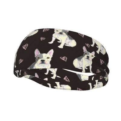 Banda de transpirație pentru alergare câine buldog francez pentru femei bărbați bentite elastice pentru transpirație pentru gimnastică fitness bandaj pentru păr Bandaj pentru cap