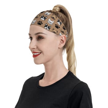 Γαλλικό μπουλντόγκ Αθλητικά μπουλντόγκ Headband Ζώνες ιδρώτα κεφαλής Ζώες για τρίχες ζώων Τζόκινγκ τένις Sweatband Αθλητική ασφάλεια για γυναίκες άνδρες