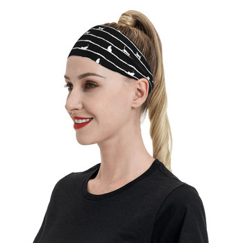 Μαύρη γάτα για εξωτερικό αθλητικό αθλητικό λουράκι για Unisex Ζώο ελαστικό ιδρώτα Headband Γυμναστήριο Yoga Hair Επίδεσμοι Headwear Hair Sweat Bands