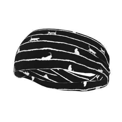 Μαύρη γάτα για εξωτερικό αθλητικό αθλητικό λουράκι για Unisex Ζώο ελαστικό ιδρώτα Headband Γυμναστήριο Yoga Hair Επίδεσμοι Headwear Hair Sweat Bands