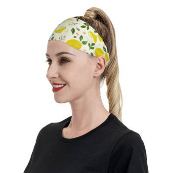 Lemon Flower Sweatband Wide Bike Cycling Sweat Headbands for Women Headwrap Fruit Floral Hair Bandage Yoga Hair Sweat Bandage