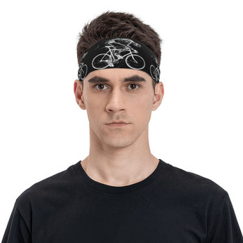 Skeleton Skull Cycle Men Sweatband Пот лента за глава Еластичен Йога Баскетбол Бягане Спортни ленти за коса Headwrap