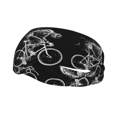 Skeleton Skull Cycle Men Sweatband Пот лента за глава Еластичен Йога Баскетбол Бягане Спортни ленти за коса Headwrap